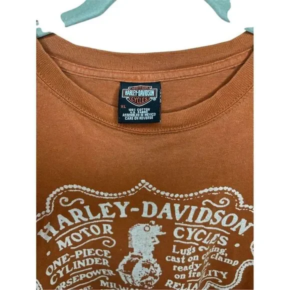 Harley-Davidson Men's XL Orange Graphic Print T-Shirt Kitty Hawk - Picture 4 of 4